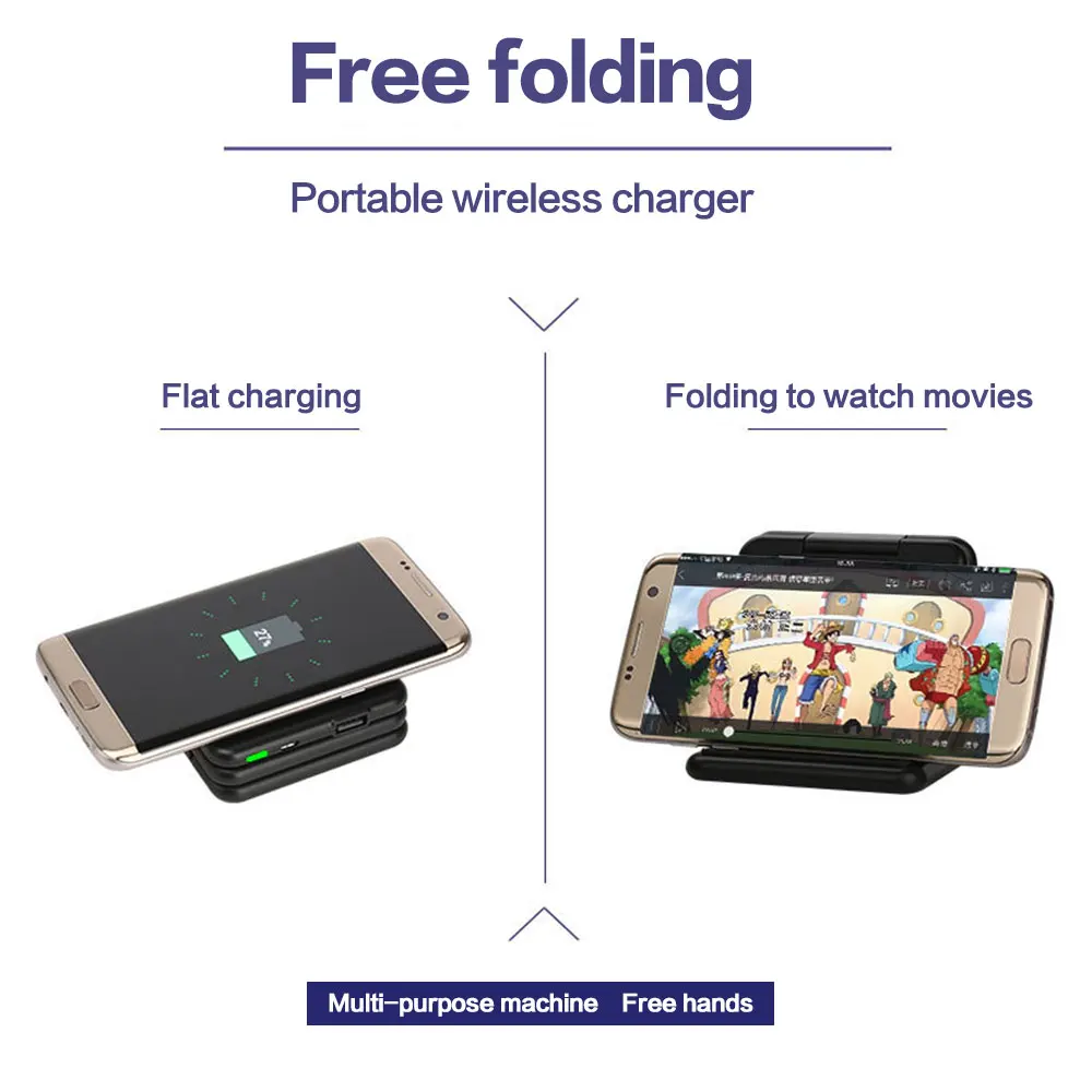 OEM Foldable Wireless charger for iPhone Samsung Xiaomi 5200mAH External battery Power Bank Universal Power Holder Dock - ANKUX.COM