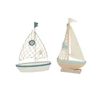Mdf Mdf 31.3*6.8*40cm Metal Wall Wooden MDF White Led Sailboat Decoration