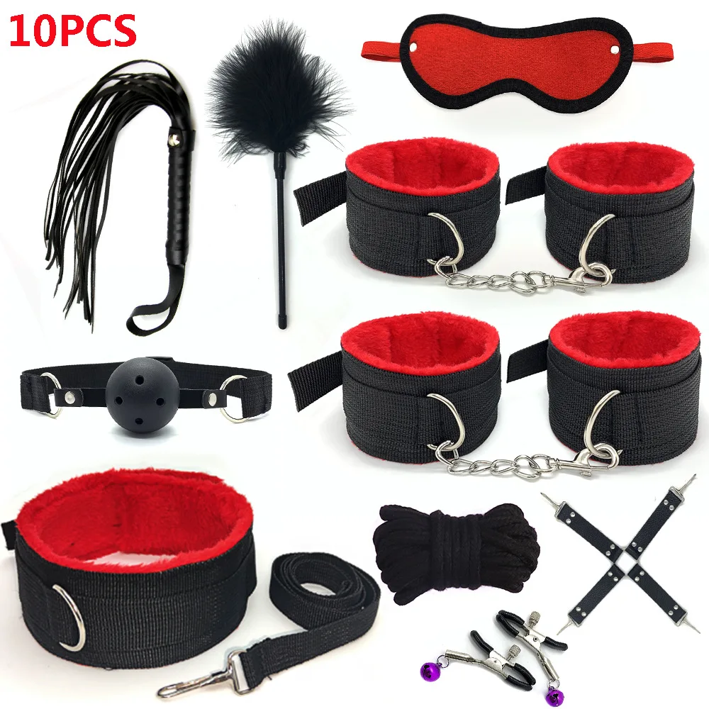 10 Pcs Set Sex Products Erotic Toys For Adults Bdsm Sex Bondage Set