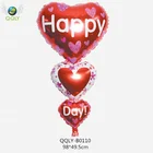 QQLY Happy Day Heart Shaped Mylar Foil Balloon Red Valentine's Day Birthday Wedding Party Decoration Globo Corazon