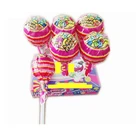 China fruit flavor surprise round hard sweet lollipop candy big lollipop shape candy