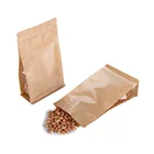 Paper Bag Customized Easy To Tear Resealable Brown Ziplock Kraft Paper Bag With Clear Window