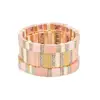 High Quality Pink Enamel Tile Stacked Bracelets Set Rainbow Painted Bangle Bracelets