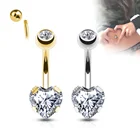 2020 The Latest Design Heart CZ Prong Set and Gem Set in Ball 316L Surgical Steel 16G Belly Button Navel Ring