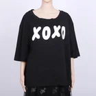 High quality black 100% cotton half sleeve letter sequin oversize womens printed fashion t-shirts logo