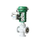 Pneumatic operated single seat piston plug three 3 way control valve