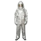 Aramid fabric fire and heat resistant firefighter suit with aluminium foil and backpack for air breathing apparatus