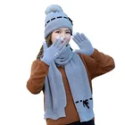 100% Acrylic knitted beanie scarf & gloves set for Amazon
