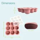 Baby Grids Food Grade Silicone Baby Stocked Small 9 Grids Food Storage Container Ice Cube Tray With Lid