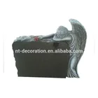 Red Tombstone Tombstone Prices Carved Red Rose Flower Headstone Green Angel Grainte Tombstone NTGT-102
