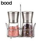 amazon hot glass jar manual salt and black pepper mill grinder set cheap price for promotion with metal holder