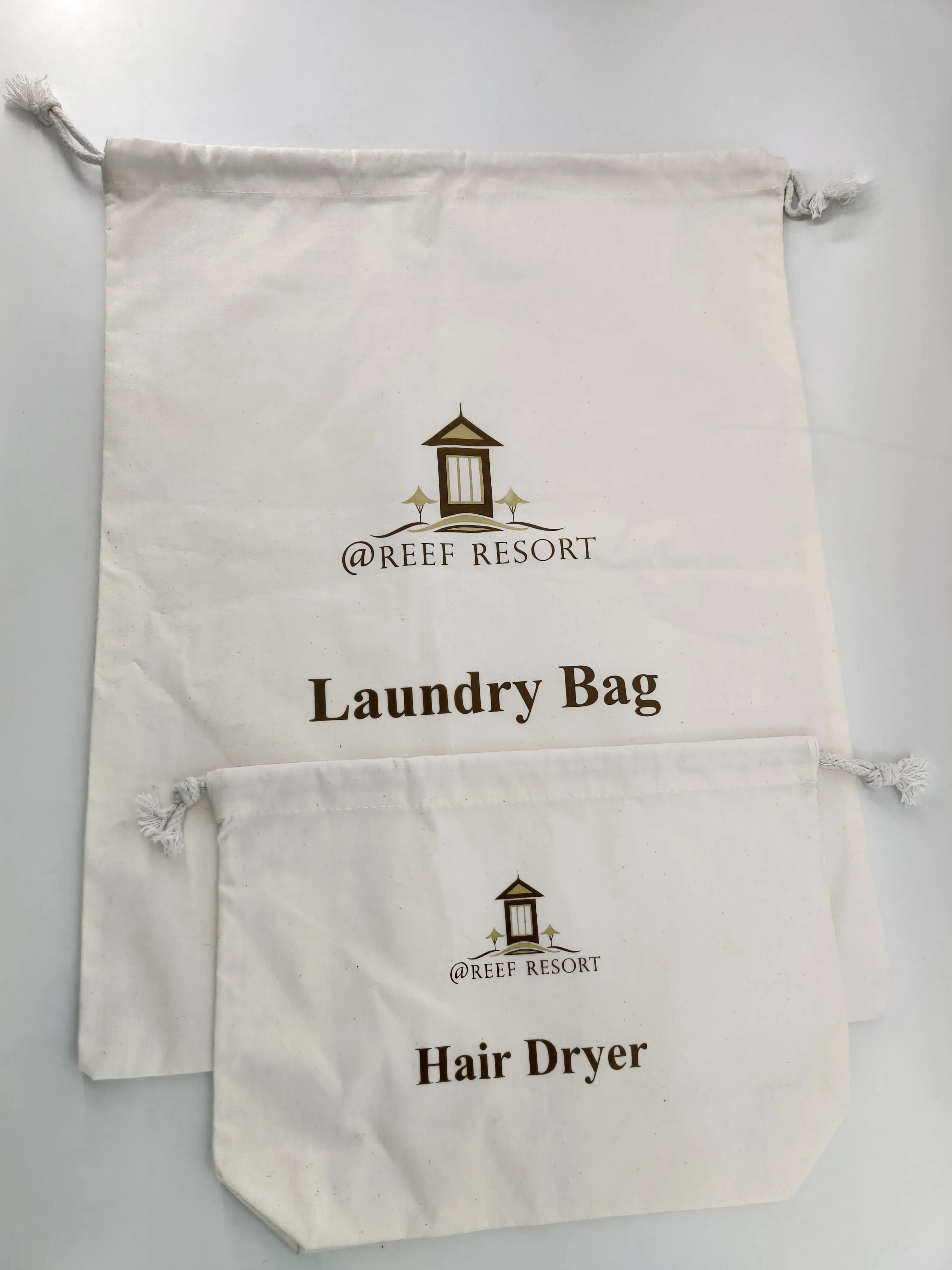 printing high quality white canvas cotton drawstring laundry bag