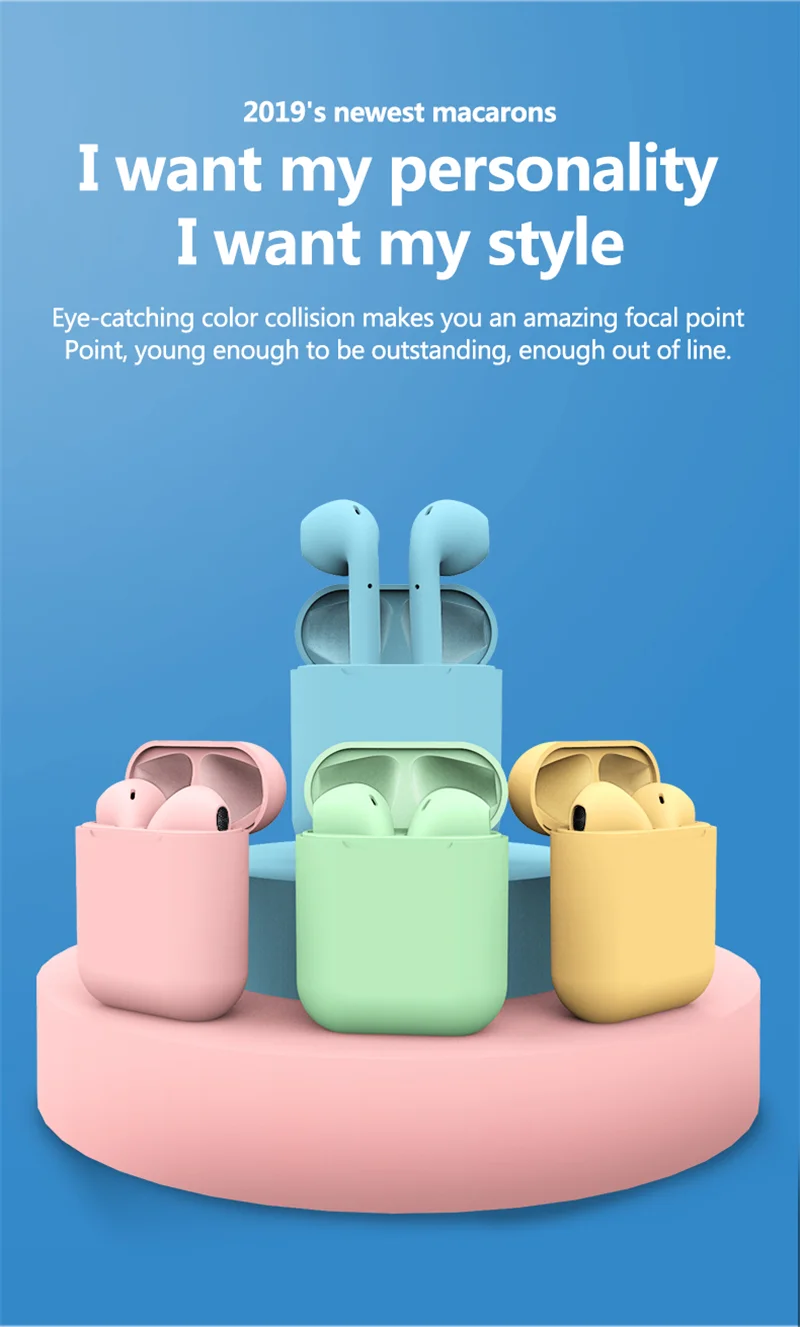 Cute Macaroon colors inPods 12 Mini wireless earbuds i12 TWS earphones - ANKUX.COM