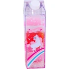 customized plastic bottle, BPA Free Square Shape Unicorn milk tea cup