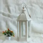 White hexagon metal moroccan lantern for decoration, wedding, garden