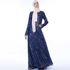 Georgette Abaya 2019 New High-End Fashion Dubai Frock Gold Foil Round Collar Muslim Big Yards Robes