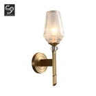 High quality copper glass decor modern indoor vintage hotel stair E14 wall lighting