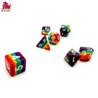 Polyhedral Rainbow Dice,1 Dice Set (7 pcs) for DND RPG MTG D20 D12 D10(00-90 and 0-9) D8 D4 Table Games