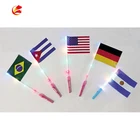 Wholesale cheap handheld illuminated led flag banner with thick plastic pole