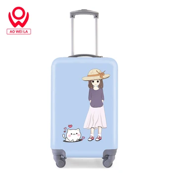 Aoweila 20 inch ABS+PC hard shell wear-resistant suitcase, printed customized design logo suitcase