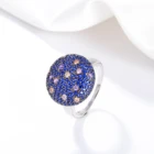 New Arrival High Grade Gemstone Rainbow Silver Rings Round Women Jewelry Gift Silver Zircon Party