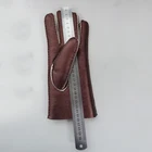 Hot sale winter warm nappa sheepskin double face shearling wine red leather glove sheepskin