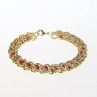 Handmade Custom Supplier Of Various Ladies Round Jewelry Passionate Red Crystal Gold Bracelet Romanov Chainmail