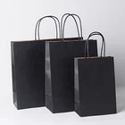 Cheap Handle White Gift Carrier Packaging Custom Logo Printed Brown Black Kraft Paper Shopping Bag With Handle