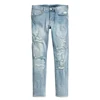 Custom mens low rise distressed skinny jeans