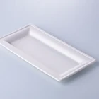 Disposable Bagasse Rectangular Plates Sugarcane Pulp Tableware