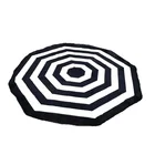 JAYQI 2020 New 100% Cotton Oversized Thick Black And White Round Beach Towel with Tassels