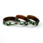 Handmade Forest Handmade Black Real Plant Inside Funny Beautiful Jewellery Pastel Resin Ring
