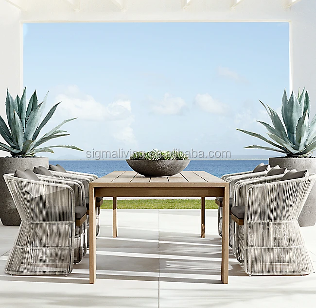 Outdoor patio setting comfy armchairs modern rattan dining chairs