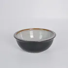 Colorful Ceramic Bowl Cheap Bulk Porcelain Blue Color Set Dessert with White Edge
