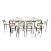 White acrylic top stainless steel frame pub table and chairs