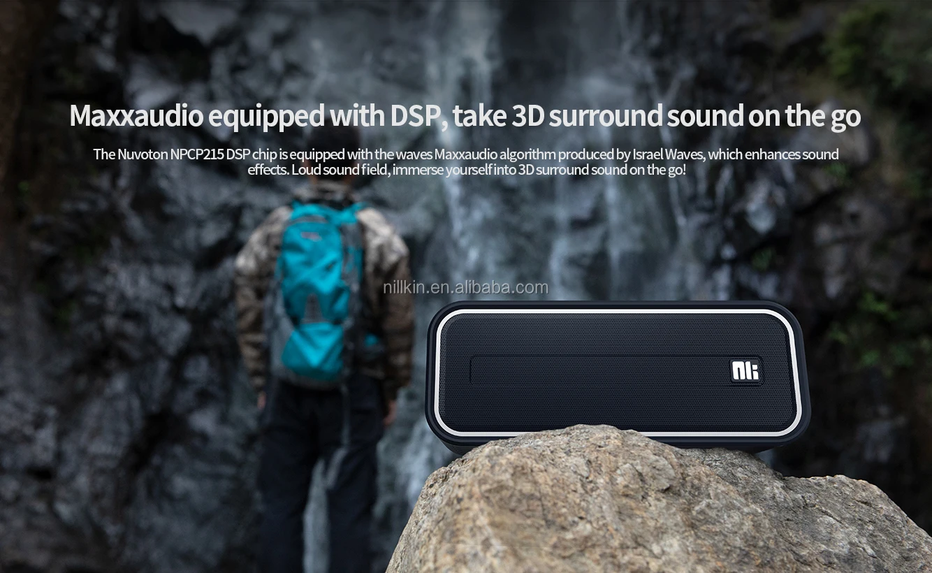 Nillkin Traveler W2 IPX7 Waterproof Portable Bluetooth Outdoor Speaker with 2*20W Strong Output 3D Play mode - Black - ANKUX.COM