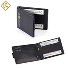 Mens slim minimalist front pocket RFID blocking genuine bifold custom RFID slim carbon fibre leather wallet