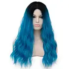 Hair Wigs Wig Ombre Long Blue Hair Wigs Colorful Wavy Synthetic Hair Wig Natural Cute Blue Wigs For Women