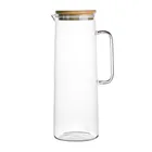 Handmade Heat Resistant Glass Jug/Pitcher/With Stainless Steel Lid And Wooden Lid