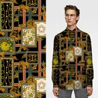 Wholesale popular turn-down collar pattern long sleeve casual clothing shirts for men digital printed