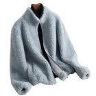 Blue elegant sheepskin fur wool coats winter clothing for girls