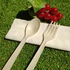 Corn starch cutlery set single-use biodegradable spoon fork and knife dinnerware wholesale