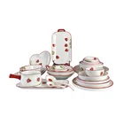 25pcs Hand Painting Strawberry Plant Stoneware Ceramic Dinner Set for Wedding