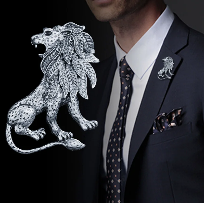 男士珠宝时尚高档个性胸针优雅最新狮子设计师胸针男士服装配件套装