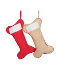 Wholesale Popular Burlap Monogram Dog Bone Christmas Stockings
