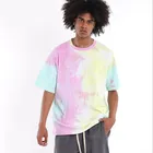 ins hot sale new tie dye rainbow graffiti custom logo 100%cotton casual men short sleeve t shirt for men and women