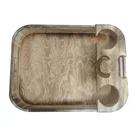 Custom Torched Wood Rustic Wooden Glass Serving Tray With Wine Bottle Holder