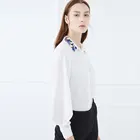 2019 Fashionable Collar Retro Lamb Leg Sleeve Summer Embroidery Shirts Women