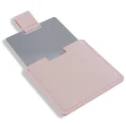 ready to ship pink color wholesale pocket compact mirror, beauty square shape pu cosmetic mirror hand held personalized