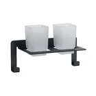 Matt black new design double cup & tumbler holders with hook